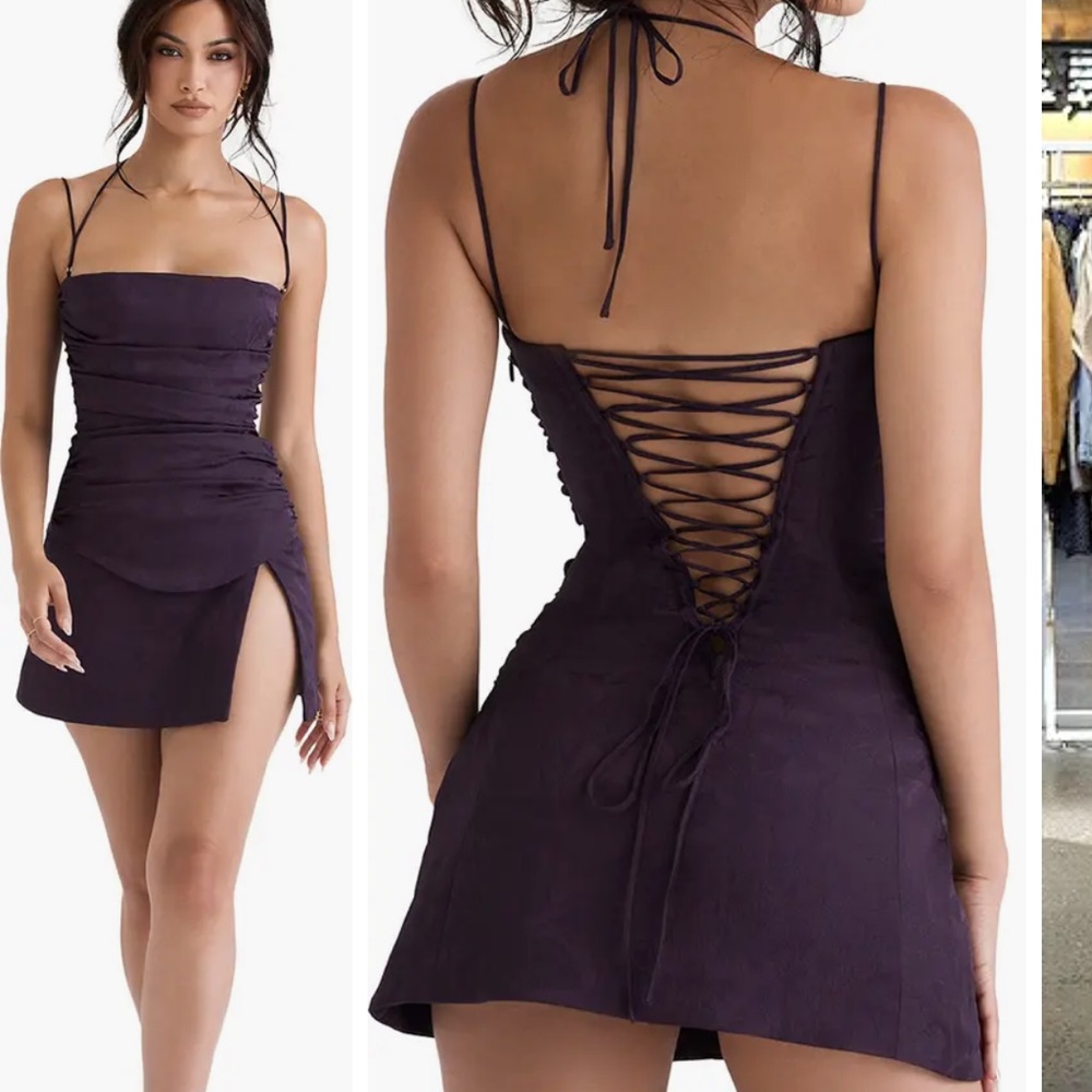 House of CB Melia Floral Jacquard Stretch Satin Minidress